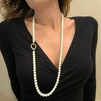 Κολιέ Πέρλας Μακρύ με Στοιχείο Ζιργκόν