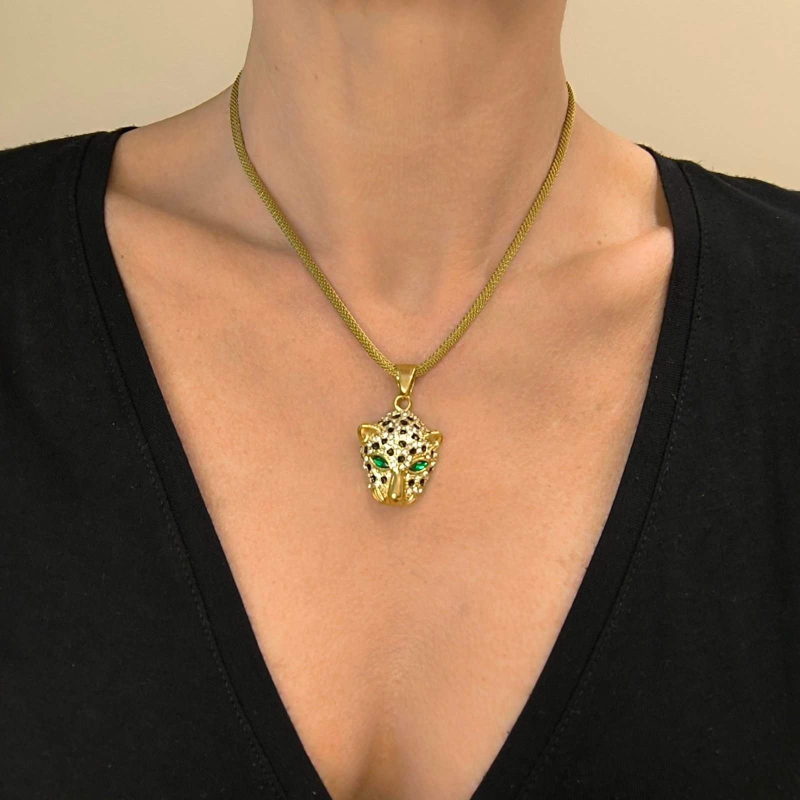 Ατσάλινη Αλυσίδα Δίχτυ με Μενταγιόν Πάνθηρας - Image 2